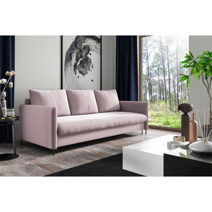 Sofa BELIS mit Bettkasten und Schlaffunktion - Rosa 