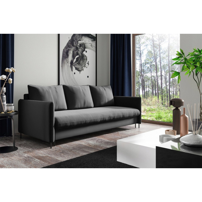 Sofa BELIS mit Bettkasten und Schlaffunktion - Grau