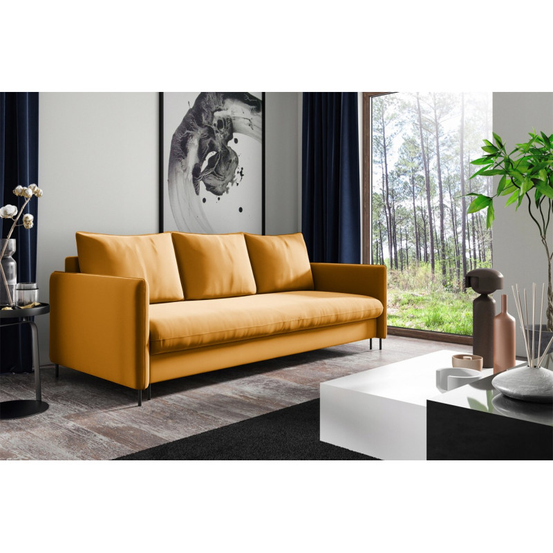 Sofa BELIS mit Bettkasten und Schlaffunktion - Gelb 5/9
