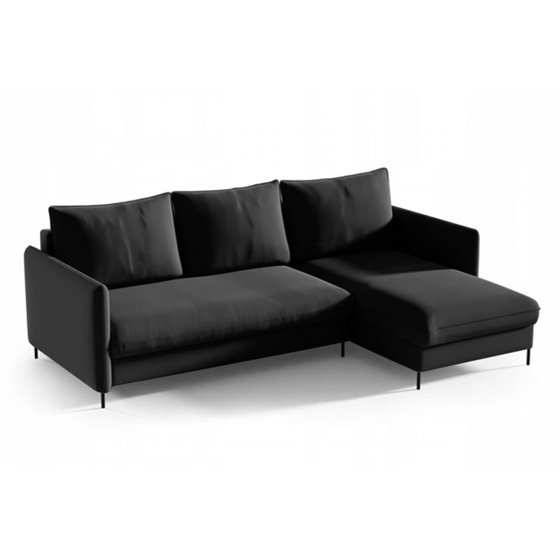 Ecksofa BELIS Rechts 
 mit Bettkasten und Schlaffunktion - Schwarz 1/9