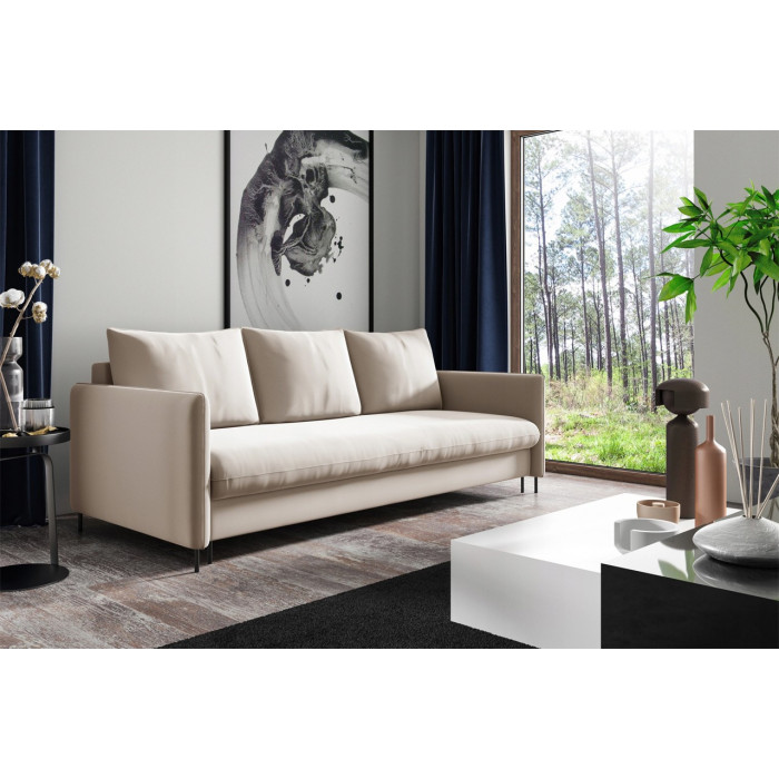 Sofa BELIS mit Bettkasten und Schlaffunktion -Beige / R21