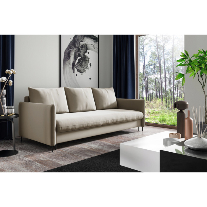 Sofa BELIS mit Bettkasten und Schlaffunktion -Dunkelbeige