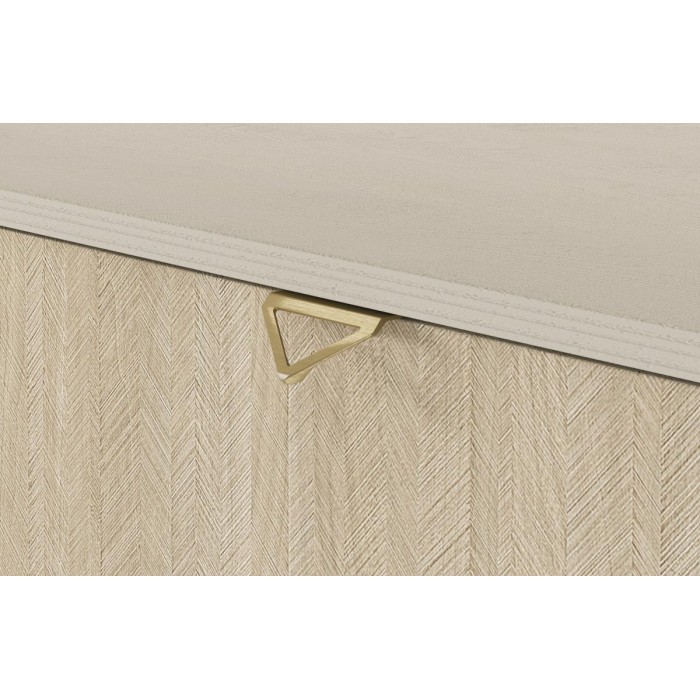 Kommode mit 3 Schubladen Goldgriffe FIRR 106 cm - Sandbeige + Herringbone skandi