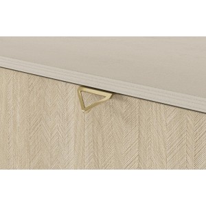 Kommode mit 3 Schubladen Goldgriffe FIRR 106 cm - Sandbeige + Herringbone skandi 6/9