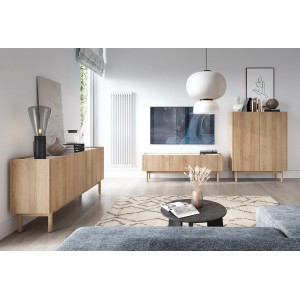 RTV-Schrank TV-Tisch 144 cm BOHO -Riviera Eiche + Bianco Marmor 5/9