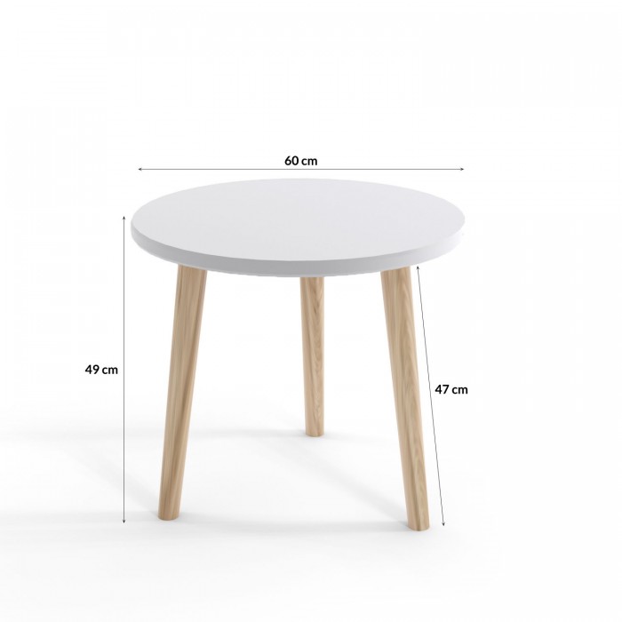 Couchtisch 60 x 49 cm Beistelltisch Tisch Rund tisch IKON - Weiß