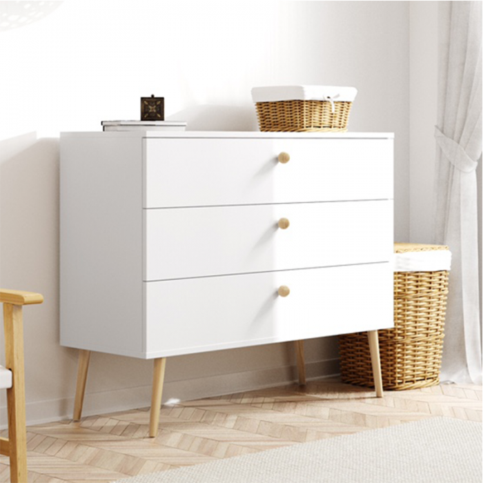 Kommode mit 3 Schubladen Moderne Sideboard - IKON 100 cm Weiß