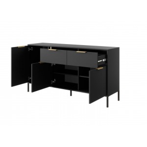 Kommode Sideboard Goldene Griffe - LARS 3D2S Schwarz Anthrazit 2/9