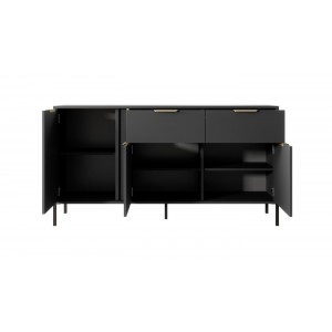 Kommode Sideboard Goldene Griffe - LARS 3D2S Schwarz Anthrazit 4/9