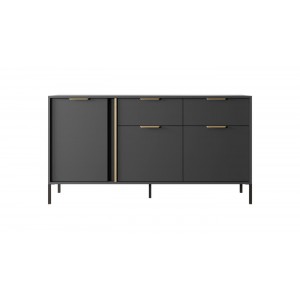 Kommode Sideboard Goldene Griffe - LARS 3D2S Schwarz Anthrazit 5/9