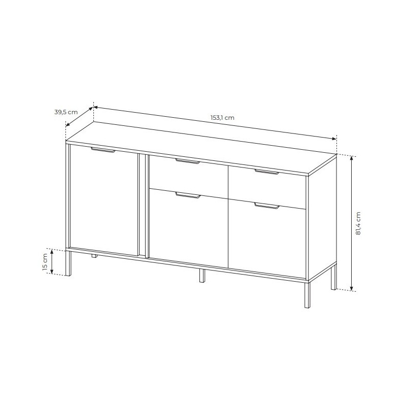 Kommode Sideboard Goldene Griffe - LARS 3D2S Schwarz Anthrazit 7/9