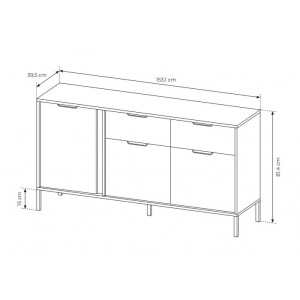 Kommode Sideboard Goldene Griffe - LARS 3D2S Schwarz Anthrazit 7/9