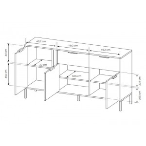 Kommode Sideboard Goldene Griffe - LARS 3D2S Schwarz Anthrazit 8/9