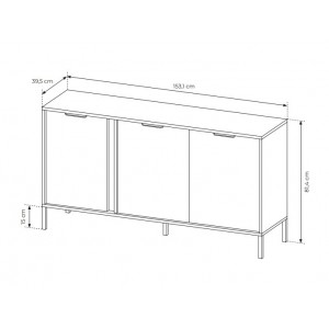 Kommode Sideboard mit Metallbeinen 3 Türen Goldene Griffe - LARS 3D Schwarz Anthrazit 6/9