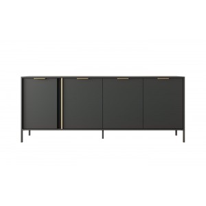 Kommode Sideboard 4 Türen Goldene Griffe - LARS 4D 202 cm Schwarz Anthrazit 3/9