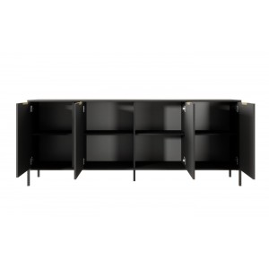 Kommode Sideboard 4 Türen Goldene Griffe - LARS 4D 202 cm Schwarz Anthrazit 4/9