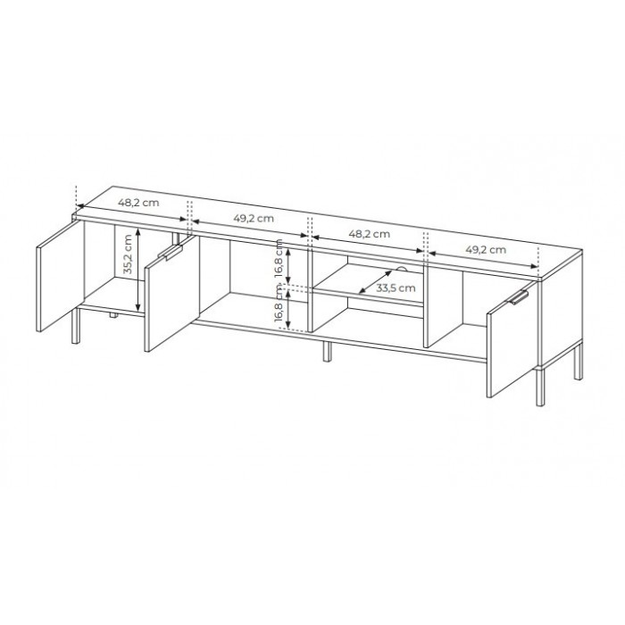 TV-Schrank Industrial Fernsehtisch TV Lowboard - LARS Schwarz Anthrazit