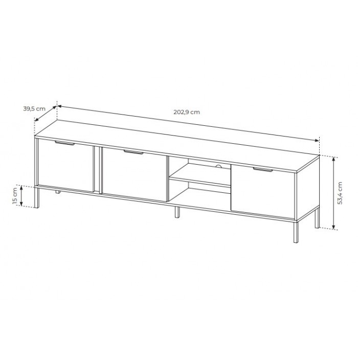 TV-Schrank Industrial Fernsehtisch TV Lowboard - LARS Schwarz Anthrazit