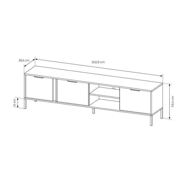 TV-Schrank Industrial Fernsehtisch TV Lowboard - LARS Schwarz Anthrazit 7/9