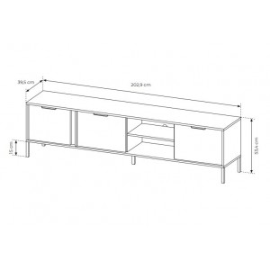TV-Schrank Industrial Fernsehtisch TV Lowboard - LARS Schwarz Anthrazit 7/9