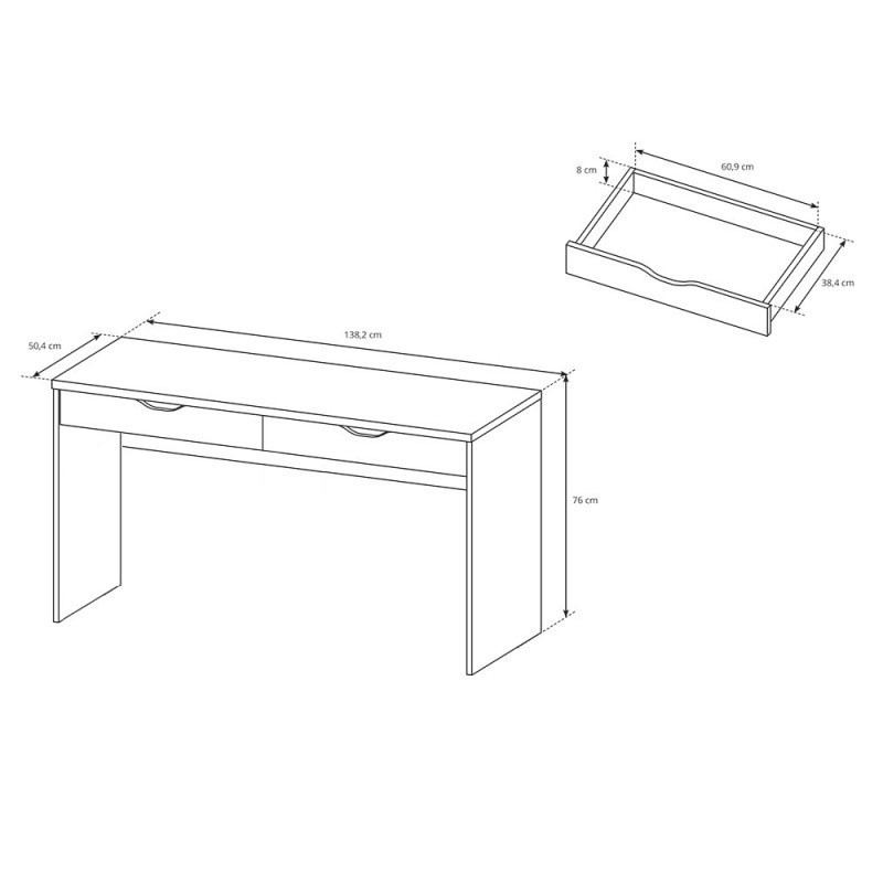 Schreibtisch Computertisch mit 2 Schubladen - BETA Weiß 3/9