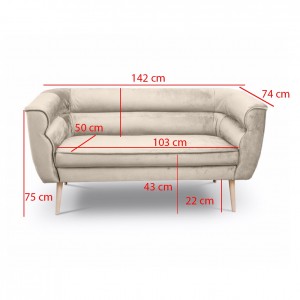 Doppelsofa im skandinavischen Stil MARO 2 Beige 3/9