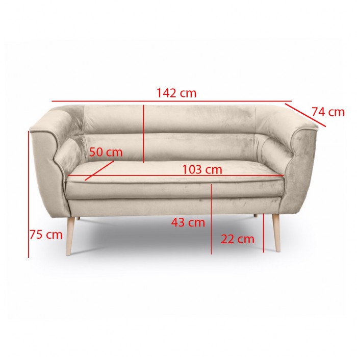 Doppelsofa im skandinavischen Stil MARO 2 Nussbaum