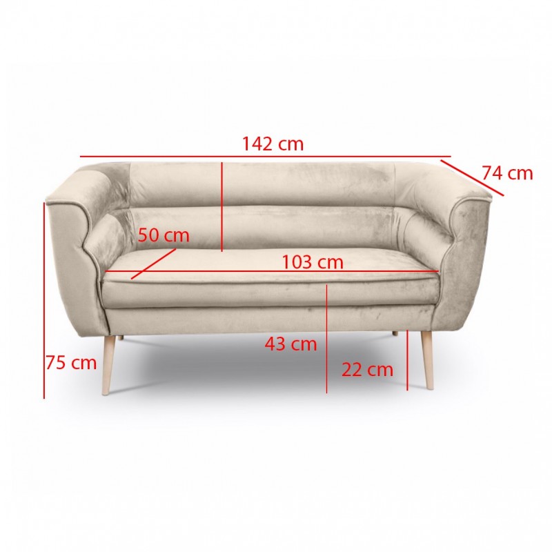 Zweisitziges Sofa im skandinavischen Stil MARO 2 Gelb Honiggelb 3/9