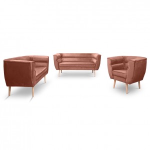 Dreisitziges Sofa im skandinavischen Stil MARO 3 Indisch Rosa 2/9