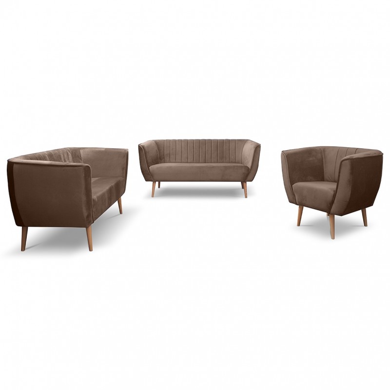 Zweisitzer-Sofa mit Steppung im skandinavischen Stil PIK 2 Braun Schokolade 3/9