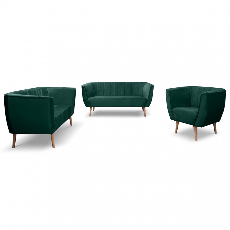 Zweisitzer-Sofa mit Nähten im skandinavischen Stil PIK 2 Grün Flaschengrün 3/9