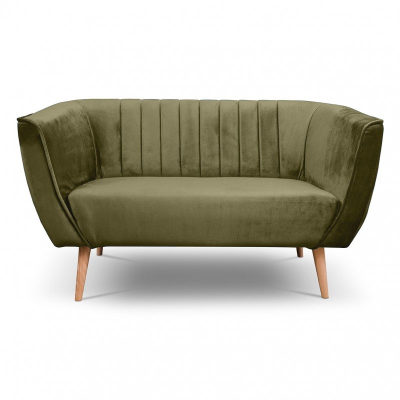 Zweisitziges Sofa mit Nähten im skandinavischen Stil PIK 2 Grün Olivgrün