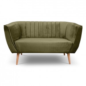 Zweisitziges Sofa mit Nähten im skandinavischen Stil PIK 2 Grün Olivgrün 1/9
