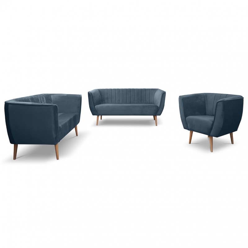 Zweisitzer-Sofa mit Nähten im skandinavischen Stil PIK 2 Blau Marineblau 3/9