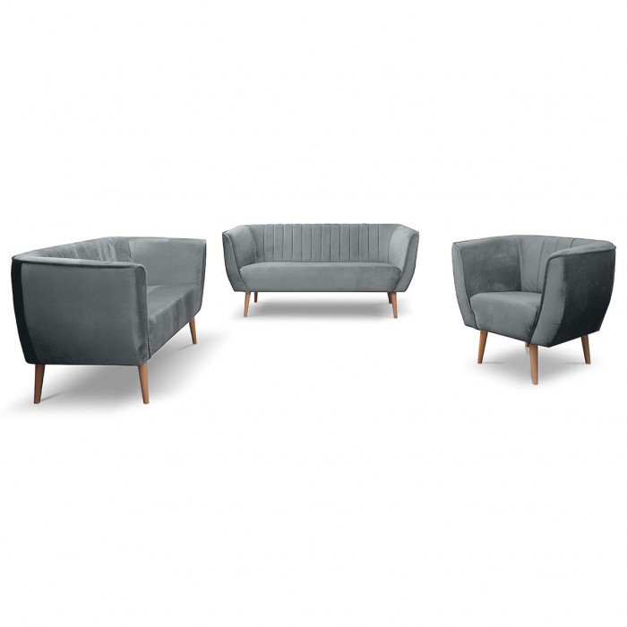 Doppelsofa im skandinavischen Stil mit Steppung PIK 2 Grau Hellgrau