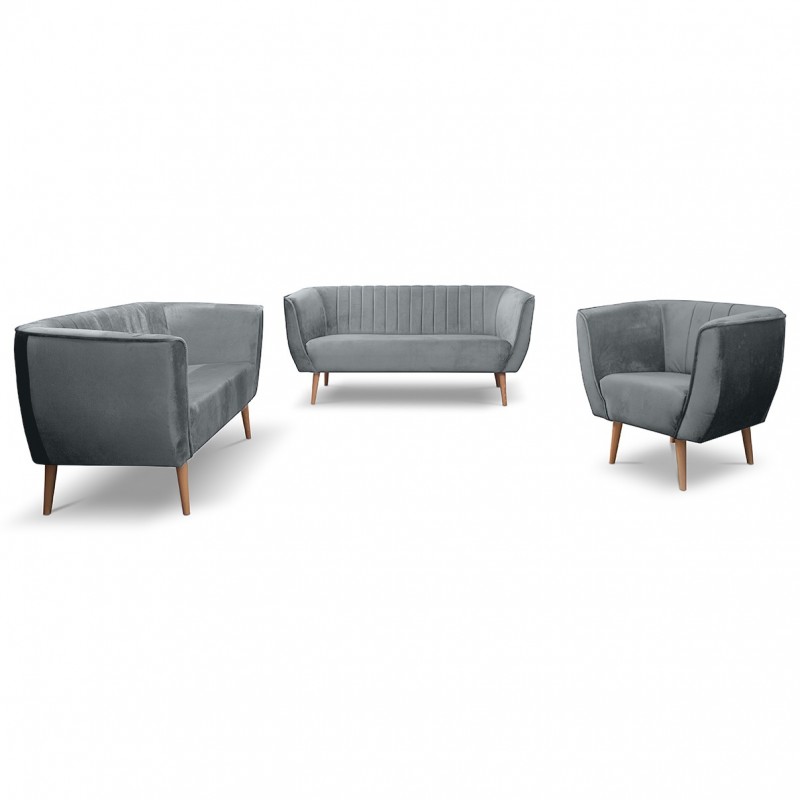 Doppelsofa im skandinavischen Stil mit Steppung PIK 2 Grau Hellgrau 3/9