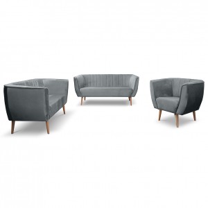 Doppelsofa im skandinavischen Stil mit Steppung PIK 2 Grau Hellgrau 3/9