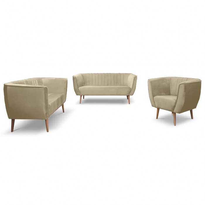 Dreisitziges Sofa im skandinavischen Stil PIK 3 Beige Ecru