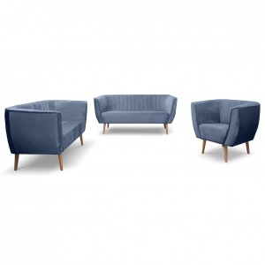 Dreisitziges Sofa im skandinavischen Stil PIK 3 Blau 3/9