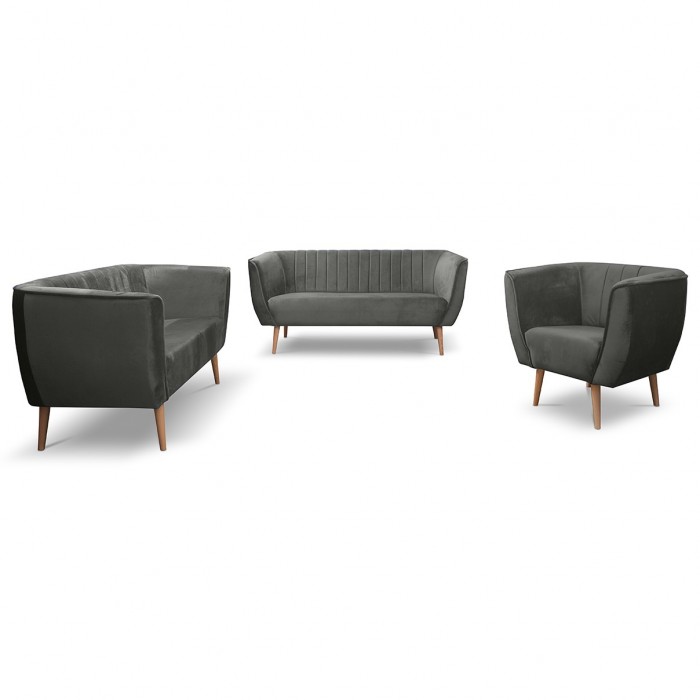 Dreisitziges Sofa im skandinavischen Stil PIK 3 Grau Dunkelgrau