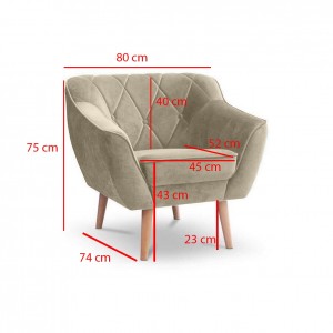 Velours Sessel mit gesteppter Rückenlehne – CARO 1 Braun Schokoladen 3/9