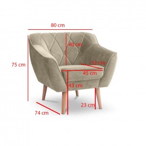 Velours Sessel mit gesteppter Rückenlehne – CARO 1 Gelb Honiggelb 3/9