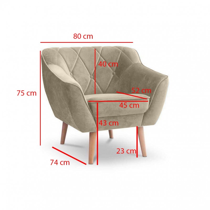 Velours Sessel mit gesteppter Rückenlehne – CARO 1 Grün Smaragdgrün 3/9