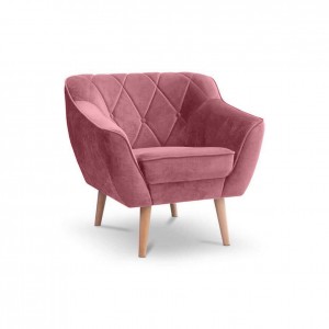 Velours Sessel mit gesteppter Rückenlehne – CARO 1 Indisches Rosa 1/9