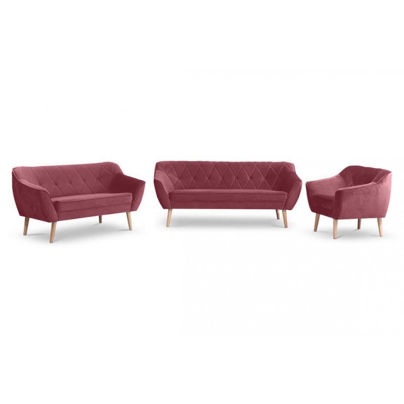 Velours Sessel mit gesteppter Rückenlehne – CARO 1 Indisches Rosa 2/9