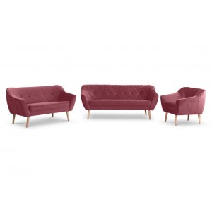 Velours Sessel mit gesteppter Rückenlehne – CARO 1 Indisches Rosa 2/9