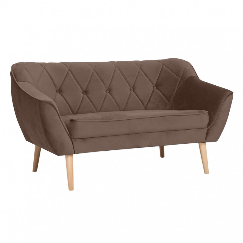 Sofa mit gesteppter Rückenlehne 2-Sitzer-Sofa - CARO 2 Braun Schokoladen