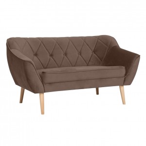 Sofa mit gesteppter Rückenlehne 2-Sitzer-Sofa - CARO 2 Braun Schokoladen 1/9