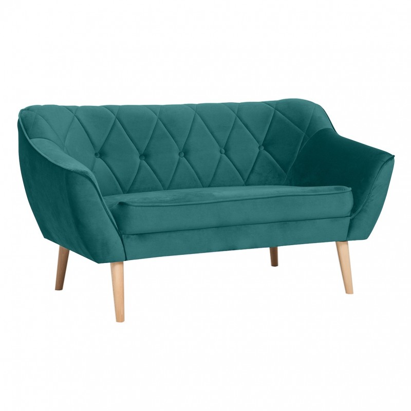 Sofa mit gesteppter Rückenlehne 2-Sitzer-Sofa - CARO 2 Grün Smaragdgrün 1/9