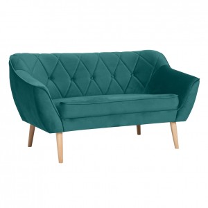 Sofa mit gesteppter Rückenlehne 2-Sitzer-Sofa - CARO 2 Grün Smaragdgrün 1/9